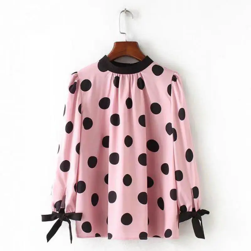2019 Spring New Arrival Women Blouses All-match Slim Silk Feel Shirt Polka Dot Print Texture Lace-up Sleeve Free Shipping
2019 Spring New Arrival Women Blouses All-match Slim Silk Feel Shirt Polka Dot Print Texture Lace-up Sleeve Free Shipping