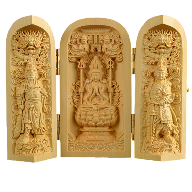 Niches Western Sansheng Guanyin Huangyang Wood Carved Solid Wood Decoration Buddha Statue Carried with Fulushou Sankai Buddha Ni
Niches Western Sansheng Guanyin Huangyang Wood Carved Solid Wood Decoration Buddha Statue Carried with Fulushou Sankai Buddha Ni