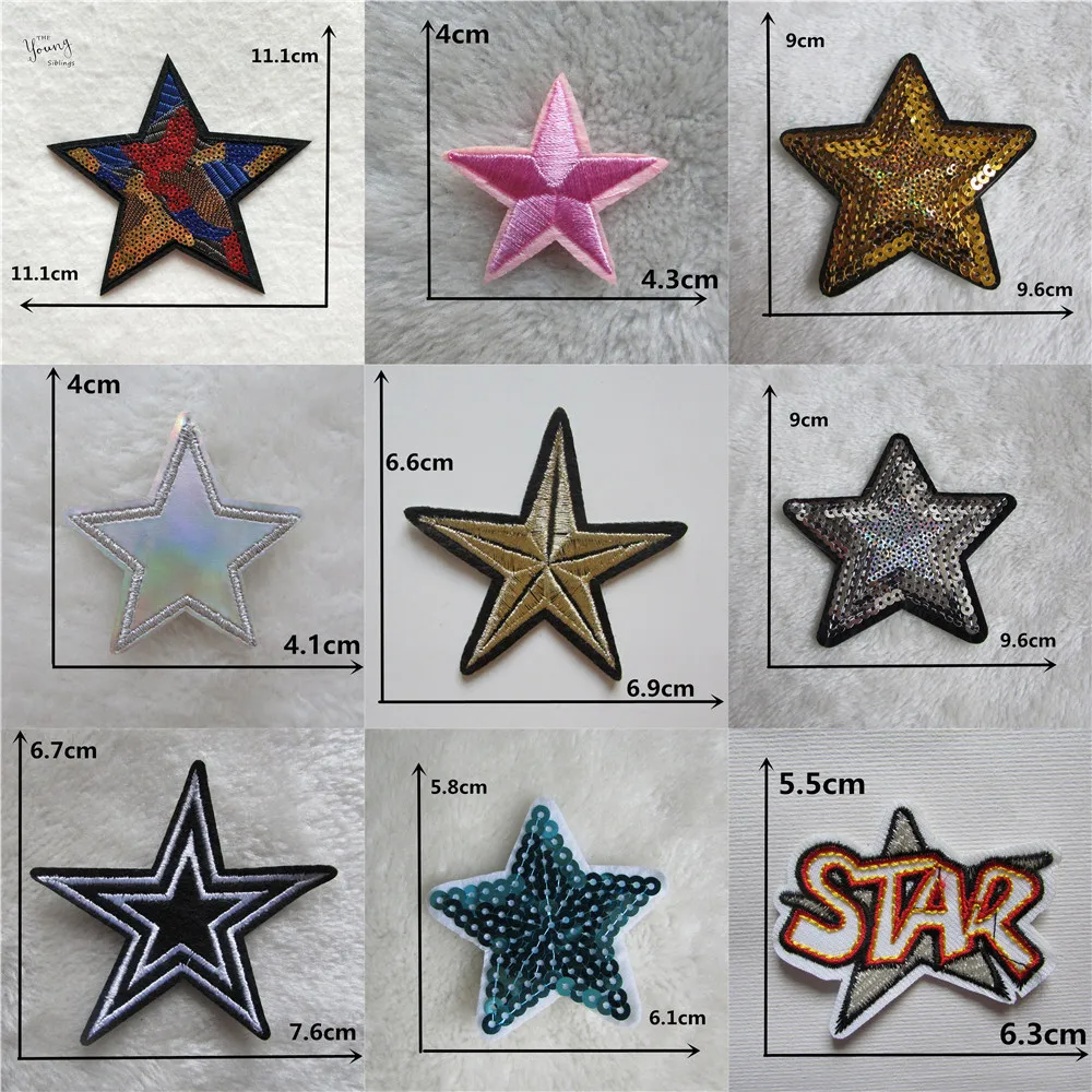 Sequins five-pointed star iron on patches Clothes Applique Decorate Jacket bag hat thermo-stickers Cute embroidery Stripes Badge
Sequins five-pointed star iron on patches Clothes Applique Decorate Jacket bag hat thermo-stickers Cute embroidery Stripes Badge