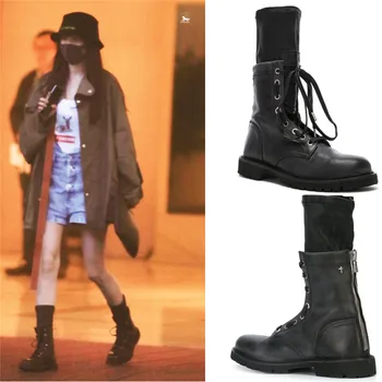 INS Leather Combat Boots Lace Up Women Shoes Flats Black Dress Thigh High Boots Brand Women's Designer Botas Motorcycle Mujer
INS Leather Combat Boots Lace Up Women Shoes Flats Black Dress Thigh High Boots Brand Women's Designer Botas Motorcycle Mujer