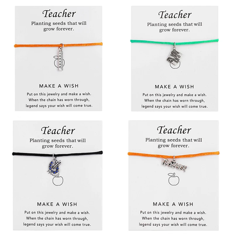 Make A Wish Card Bracelet Adjustable Weave Rope Chain With Sketchpad Ruler Heart Graduate Pendant Women Jewelry Gift For Teacher
Make A Wish Card Bracelet Adjustable Weave Rope Chain With Sketchpad Ruler Heart Graduate Pendant Women Jewelry Gift For Teacher