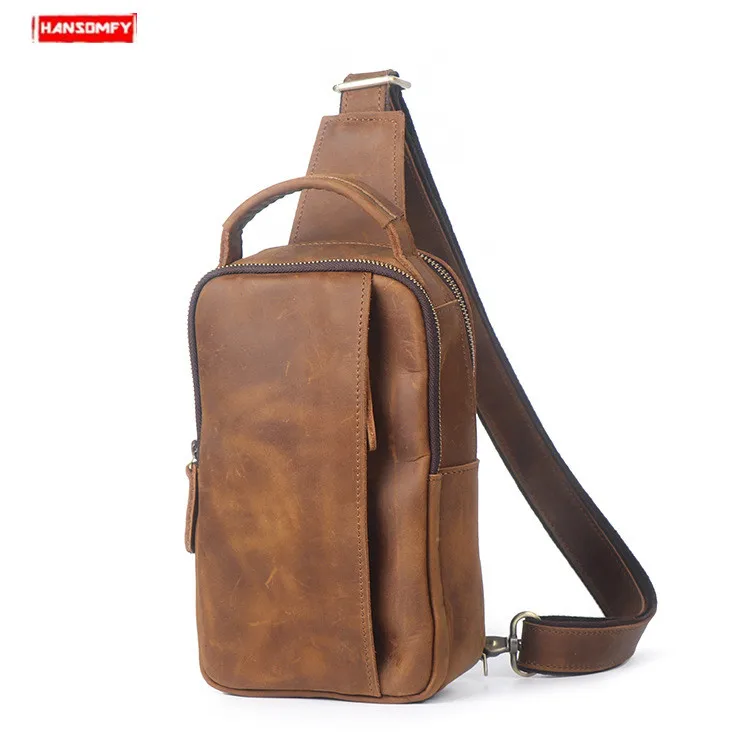 Retro men's Real leather chest bag crazy horse leather male handbag casual shoulder Messenger bag
Retro men's Real leather chest bag crazy horse leather male handbag casual shoulder Messenger bag