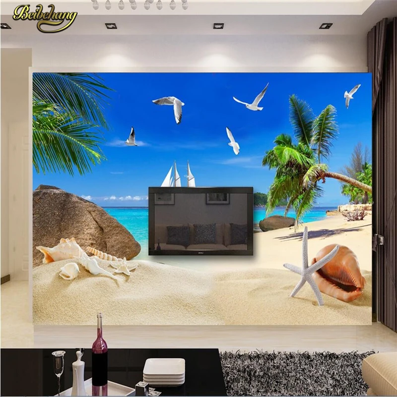 Пользовательские фото обои настенная наклейка остров пляж море вид 3d фон стены