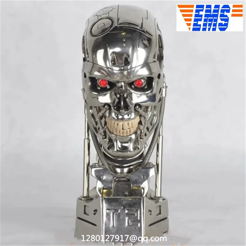 

15'' Statue The Terminator 1:1 T2 Endoskeleton Head Portrait Eye T800 With LED Bust Resin Action Figure Collectible Model Toy