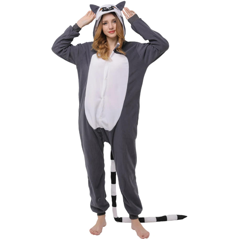 Funny Lemur Kigurumi Black Polar Fleece Long Tail Onesie Jumpsuit Costume Adult Pajamas Cosplay Halloween Carnival Masquerade
Funny Lemur Kigurumi Black Polar Fleece Long Tail Onesie Jumpsuit Costume Adult Pajamas Cosplay Halloween Carnival Masquerade