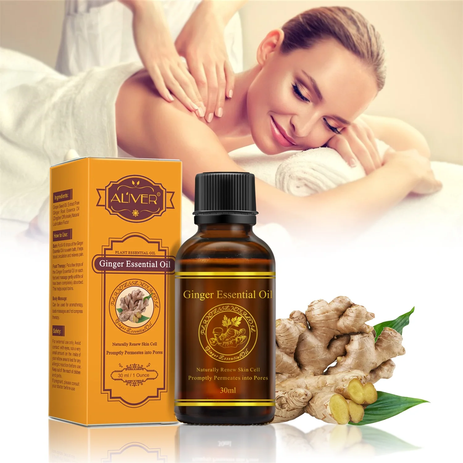 Drop Ship Plant Lymphatic Drainage Ginger Oil Body Essential Oil Relax Relief Stress Aroma Oil Skin Care 30 ML TSLM1
Drop Ship Plant Lymphatic Drainage Ginger Oil Body Essential Oil Relax Relief Stress Aroma Oil Skin Care 30 ML TSLM1