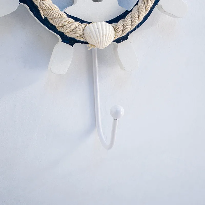 Waliicorners style coat hook blue and white old wooden hand-painted home decoration rudder hook wrought iron hook 15