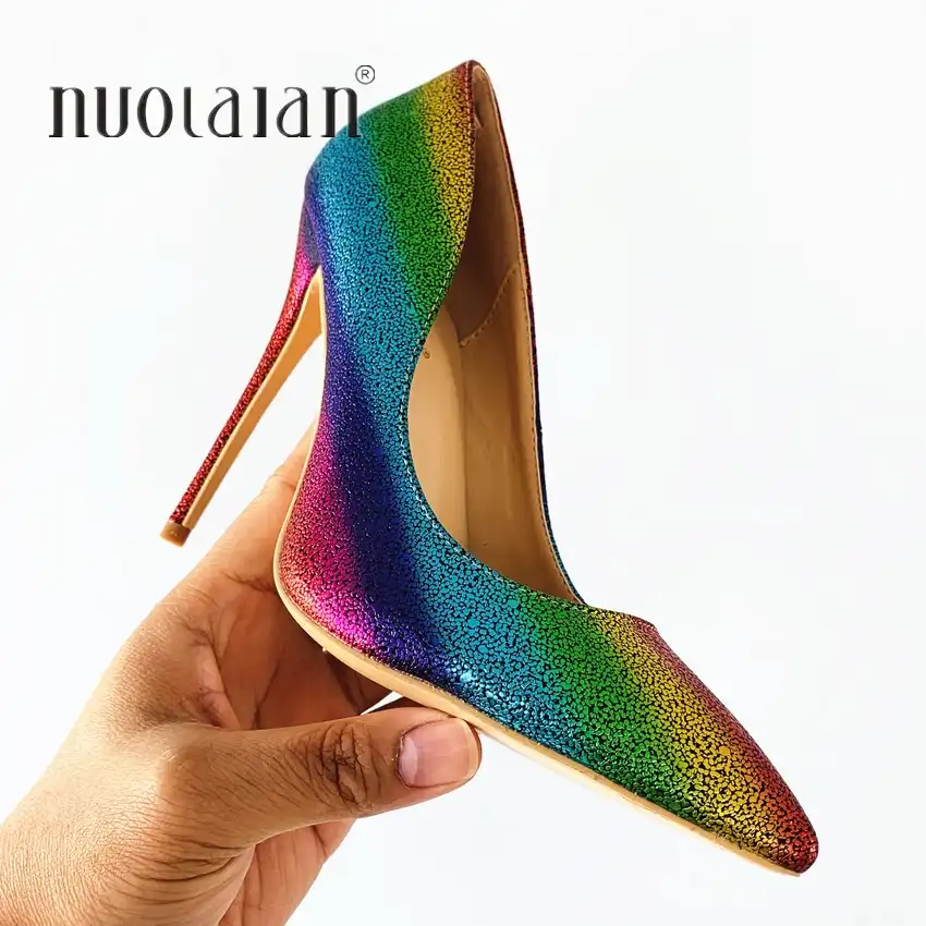 high heel rainbow shoes