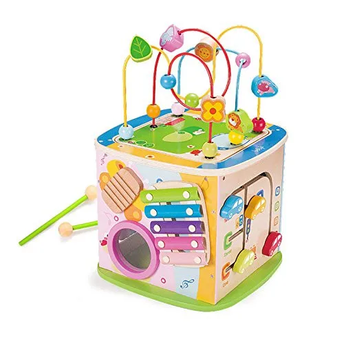 BigNoseDeer Wooden toys Activity Cube Learning Beads wire Maze Parking game Center 5 in 1 for toddlers Gift
BigNoseDeer Wooden toys Activity Cube Learning Beads wire Maze Parking game Center 5 in 1 for toddlers Gift