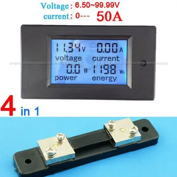 DC 6.5-100v 50A LCD Combo Meter Voltage current KWh Watt Panel Meter 12v 24v 48v Battery Power monitoring + 50A Shunt 
DC 6.5-100v 50A LCD Combo Meter Voltage current KWh Watt Panel Meter 12v 24v 48v Battery Power monitoring + 50A Shunt