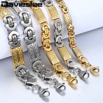Davieslee Stainless Steel Chains Necklace for Men Gold Silver Color Byzantine Mens Necklaces Fashion Jewelry 6/8/11mm DLKN277
Davieslee Stainless Steel Chains Necklace for Men Gold Silver Color Byzantine Mens Necklaces Fashion Jewelry 6/8/11mm DLKN277
