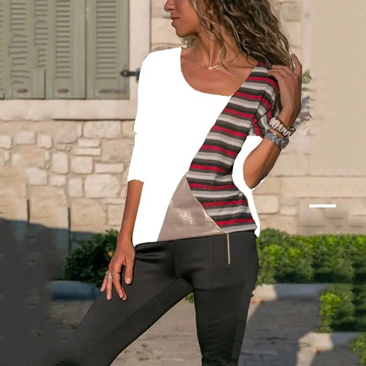 Autumn Winter Fashion Womens Tops and Blouses Plus Size Casual Color Block Striped Shirt Female Clothes Streetwear Blusas SJ1328
Autumn Winter Fashion Womens Tops and Blouses Plus Size Casual Color Block Striped Shirt Female Clothes Streetwear Blusas SJ1328