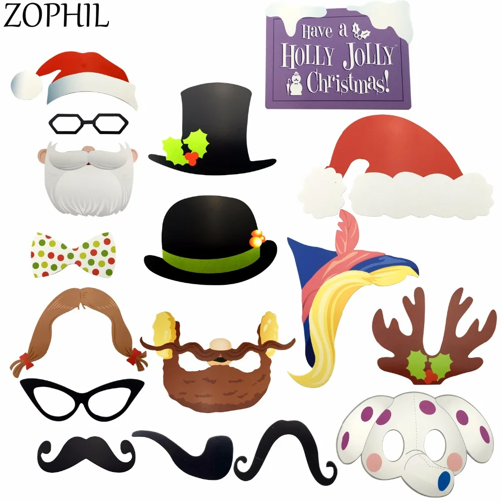 ZOPHIL 17pcs 2018 Merry Christmas Decorations Event Party Supplies DIY Fake Mask Booth Props Moustache Photobooth Happy New Year
ZOPHIL 17pcs 2018 Merry Christmas Decorations Event Party Supplies DIY Fake Mask Booth Props Moustache Photobooth Happy New Year