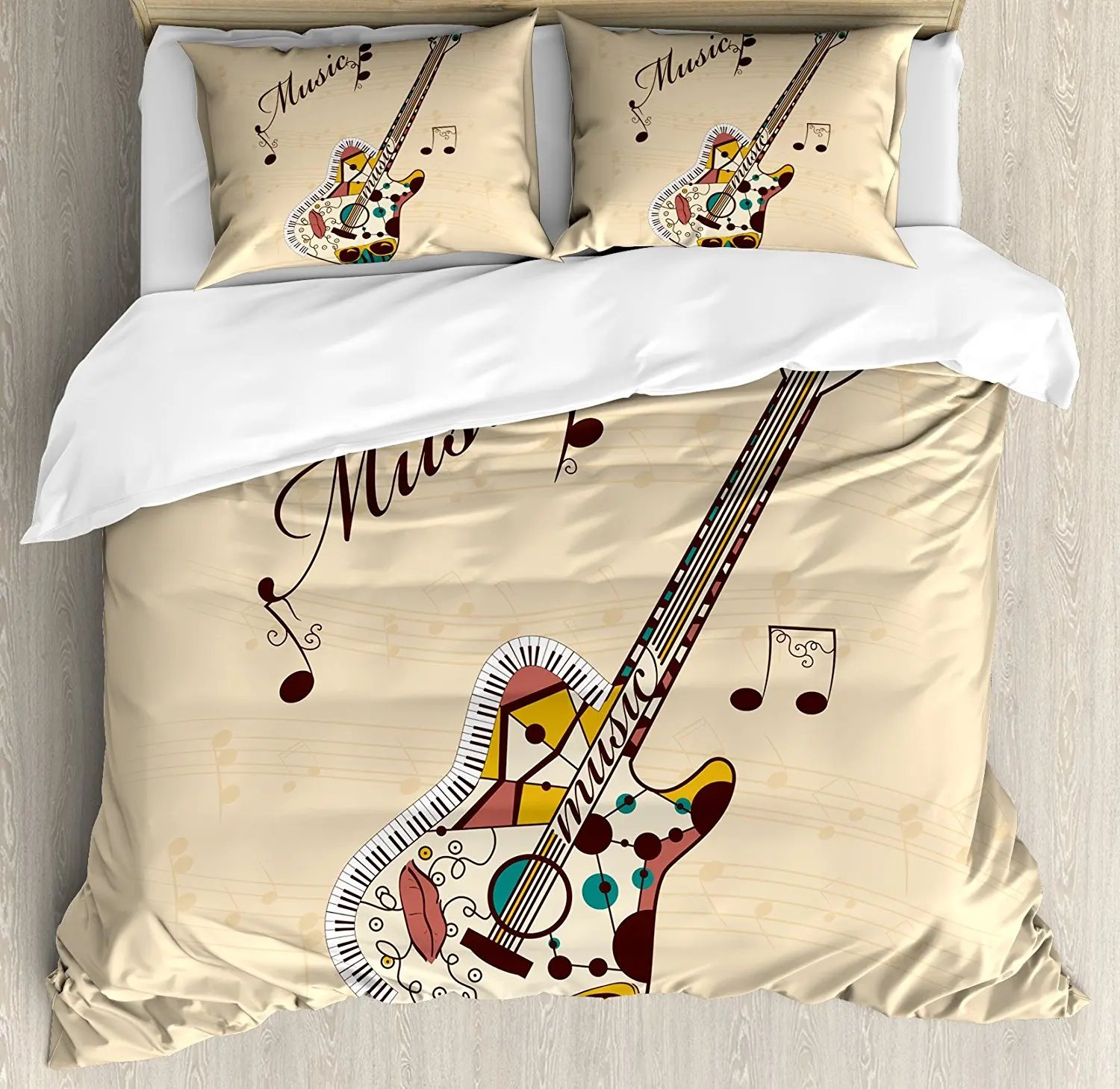 Guitar Duvet Cover Set Abstract Funky Guitar Instrument Melody Musical Notes and Hand Writing Decorative 4 Piece Bedding Set
Guitar Duvet Cover Set Abstract Funky Guitar Instrument Melody Musical Notes and Hand Writing Decorative 4 Piece Bedding Set