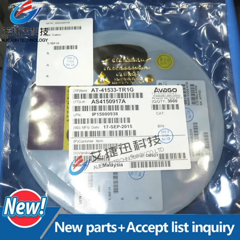 50Pcs AT-41533-TR1G Silkscreen415 SOT-23 General Purpose Low Noise NPN Silicon Bipolar Transistor in stock 100%New and original
50Pcs AT-41533-TR1G Silkscreen415 SOT-23 General Purpose Low Noise NPN Silicon Bipolar Transistor in stock 100%New and original