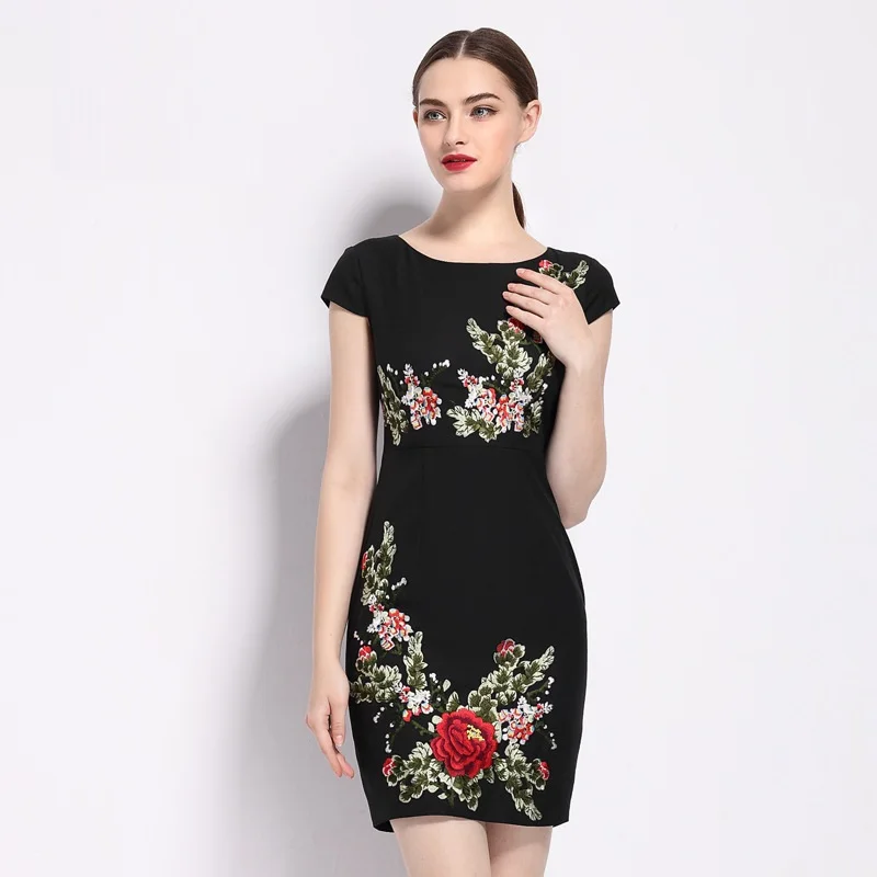 short sleeves dress vintage 2017 new High quality spring summer embroidery flowers Dress XXL Women Clothing retro Pencil dresses
short sleeves dress vintage 2017 new High quality spring summer embroidery flowers Dress XXL Women Clothing retro Pencil dresses