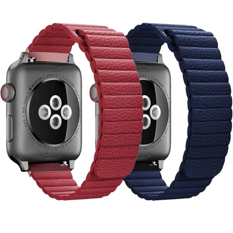 Брендовый кожаный ремешок для часов Apple 44 мм 40 iwatch 5/4/3/2 42 38 с магнитной