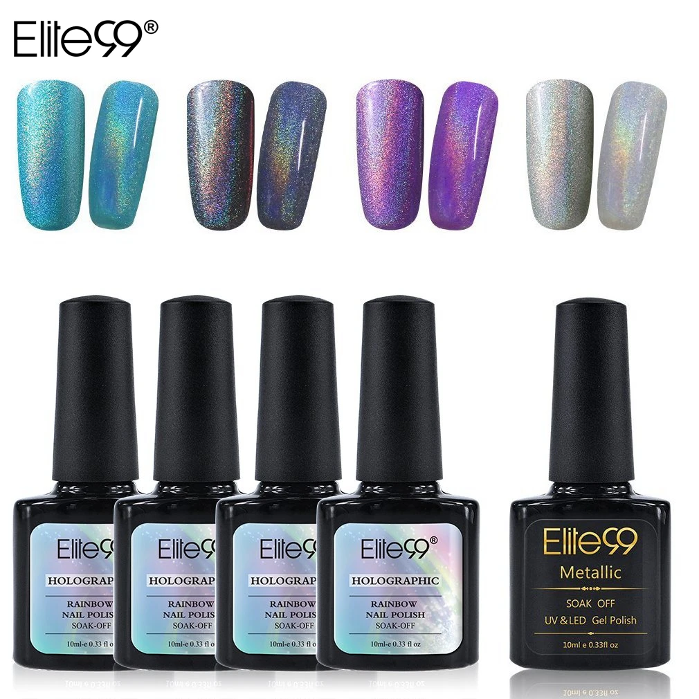 Elite99 5Pieces/Lot Holographic Rainbow Nail Polish Set with Soak Off UV LED Metallic Top Coat Gel Polish Nail Art Manicure 10ML
Elite99 5Pieces/Lot Holographic Rainbow Nail Polish Set with Soak Off UV LED Metallic Top Coat Gel Polish Nail Art Manicure 10ML