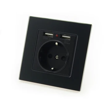 Luxury Glass Panel Wall Power USB Socket 16A EU Standard Electrical Outlet With 2100mA Dual USB Socket Charger Port for Mobile
Luxury Glass Panel Wall Power USB Socket 16A EU Standard Electrical Outlet With 2100mA Dual USB Socket Charger Port for Mobile