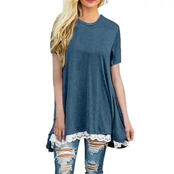 Fashion 2018 T Shirt Women Tops Short Sleeve Lace Scoop Neck A-Line Tunic T-Shirt Camisetas Mujer Roupas
Fashion 2018 T Shirt Women Tops Short Sleeve Lace Scoop Neck A-Line Tunic T-Shirt Camisetas Mujer Roupas