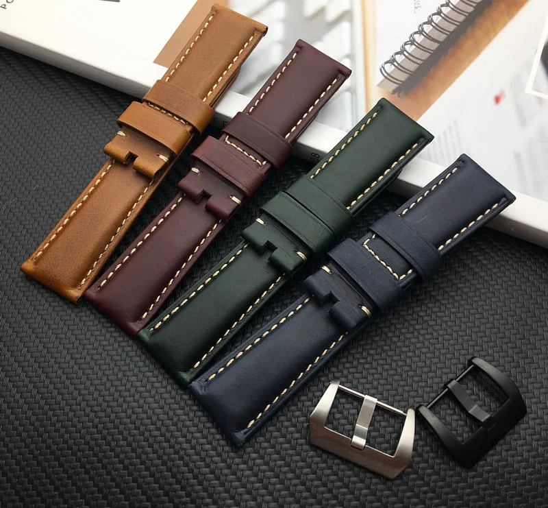 Brown Green Blue wine red 22mm 24mm 26mm Vintage oil real cow Leather Watchband For Panerai strap for PAM441 Watch band buckle
Brown Green Blue wine red 22mm 24mm 26mm Vintage oil real cow Leather Watchband For Panerai strap for PAM441 Watch band buckle