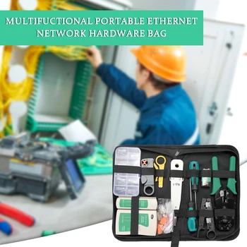 Multifuctional Portable Ethernet RJ45 Kit Network Hardware Bag Tool Network LAN Cable Crimper Pliers Tools Repairing Tool Set
Multifuctional Portable Ethernet RJ45 Kit Network Hardware Bag Tool Network LAN Cable Crimper Pliers Tools Repairing Tool Set