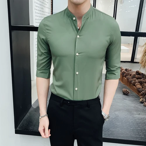 LOLDEAL Summer Casual Cropped Sleeve Shirt Men Slim Fit Solid Color Business Casual Dress Shirt Half Sleeve
LOLDEAL Summer Casual Cropped Sleeve Shirt Men Slim Fit Solid Color Business Casual Dress Shirt Half Sleeve