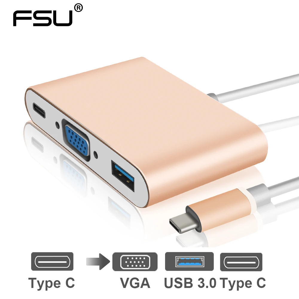Док-станция Thunderbolt 3 USB Type-C на VGA 0 адаптер для MacBook Huawei P30 Pro Samsung Galaxy S8 S9 USB-C конвертер