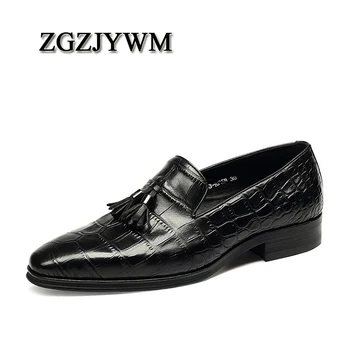 ZGZJYWM Men Genuine Leather Crocodile Pattern Black/Blue Slip-On Tassel Dress Pointed Toe Wedding Men Formal Oxford Shoes
ZGZJYWM Men Genuine Leather Crocodile Pattern Black/Blue Slip-On Tassel Dress Pointed Toe Wedding Men Formal Oxford Shoes