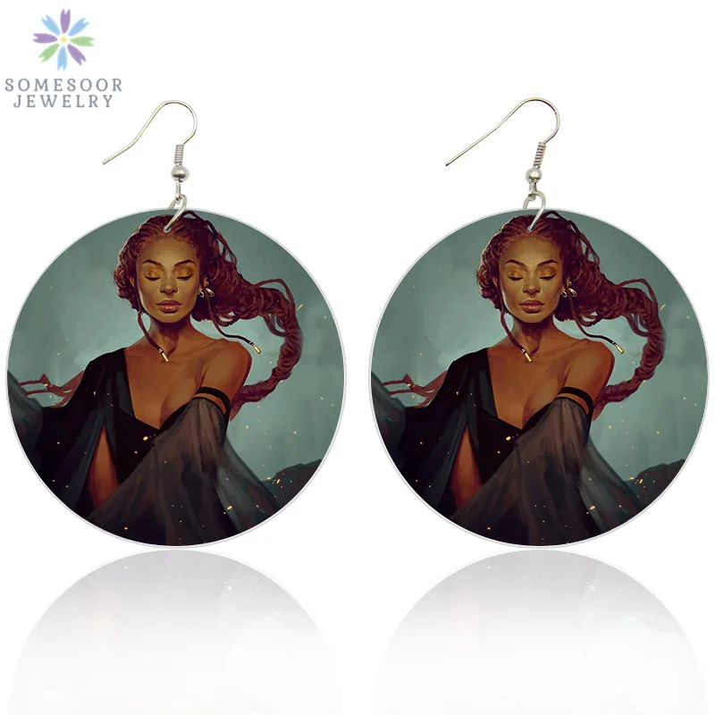SOMESOOR 6cm Flat Round Trendy Afro Artistic Wooden Drop Earrings African Natural Hair Wood Printed Jewelry For Women Gifts
SOMESOOR 6cm Flat Round Trendy Afro Artistic Wooden Drop Earrings African Natural Hair Wood Printed Jewelry For Women Gifts