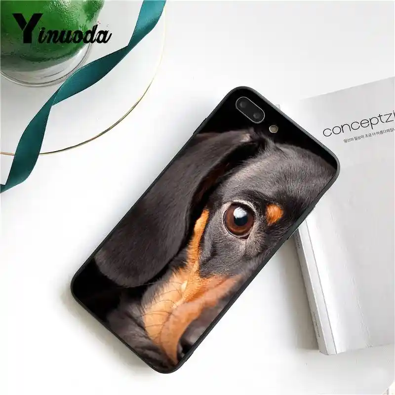 Yinuoda Iphone 7 ケース黒ダックスフントドーベルマン犬の顔顕著電話ケースiphone 8 7 6 6sプラスx 5s Se Xr Xs Xsmax Gooum