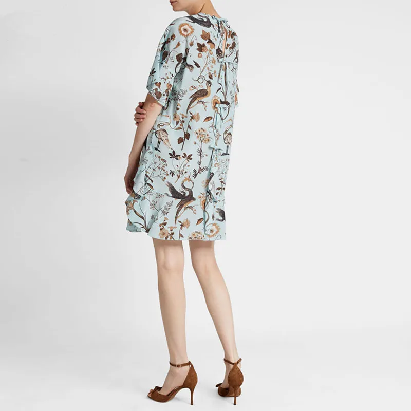 New Women Bird and Flower Print Summer Dress Back Bow Short Sleeve Fresh Mini Dress
New Women Bird and Flower Print Summer Dress Back Bow Short Sleeve Fresh Mini Dress