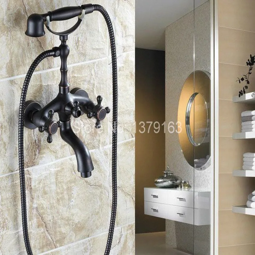 Bathroom Black Oil Rubbed Brass Wall Mounted Clawfoot Tub Faucet Mixer Water Tap Handshower Double Cross Handles atf701
Bathroom Black Oil Rubbed Brass Wall Mounted Clawfoot Tub Faucet Mixer Water Tap Handshower Double Cross Handles atf701