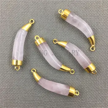 MY0217 Pink Crystal Quartz Horn Double Bail Connector with Pure Gold Color Cap and Bail Pendant for Bracelet or Necklace
MY0217 Pink Crystal Quartz Horn Double Bail Connector with Pure Gold Color Cap and Bail Pendant for Bracelet or Necklace