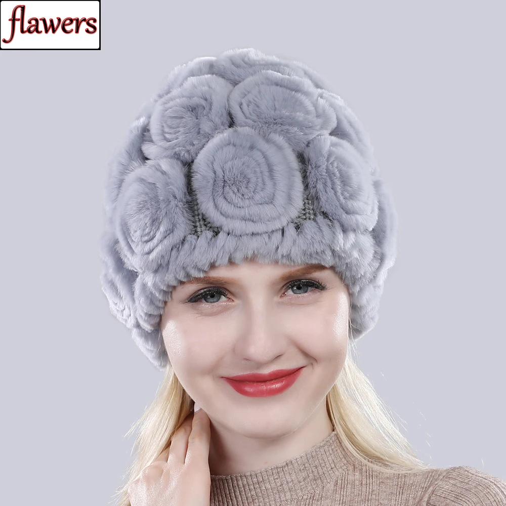 New Women Good Elastic Flowers Real Rex Rabbit Fur Hat Winter Knitted Floral 100% Natural Fur Hats Lady Fluffy Genuine Fur Caps
New Women Good Elastic Flowers Real Rex Rabbit Fur Hat Winter Knitted Floral 100% Natural Fur Hats Lady Fluffy Genuine Fur Caps