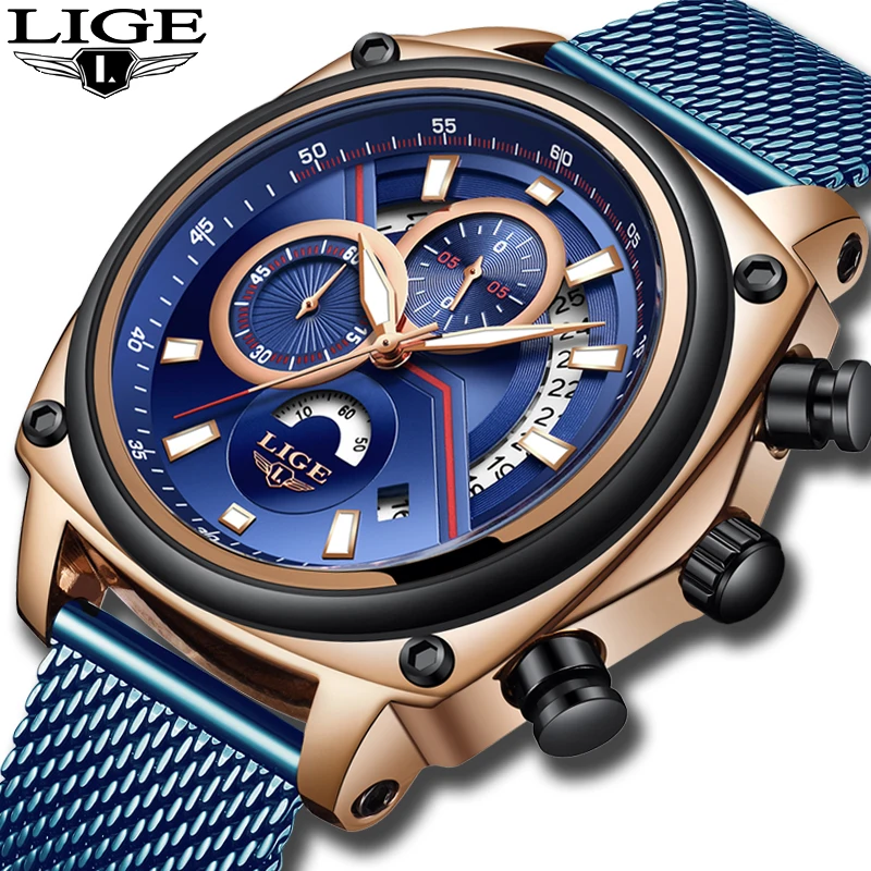 LIGE 2019 Blue Clock Mens Watches Top Brand Luxury Casual Mesh Belt Stainless Steel Quartz Watch For Men Date Relogio Masculino
LIGE 2019 Blue Clock Mens Watches Top Brand Luxury Casual Mesh Belt Stainless Steel Quartz Watch For Men Date Relogio Masculino