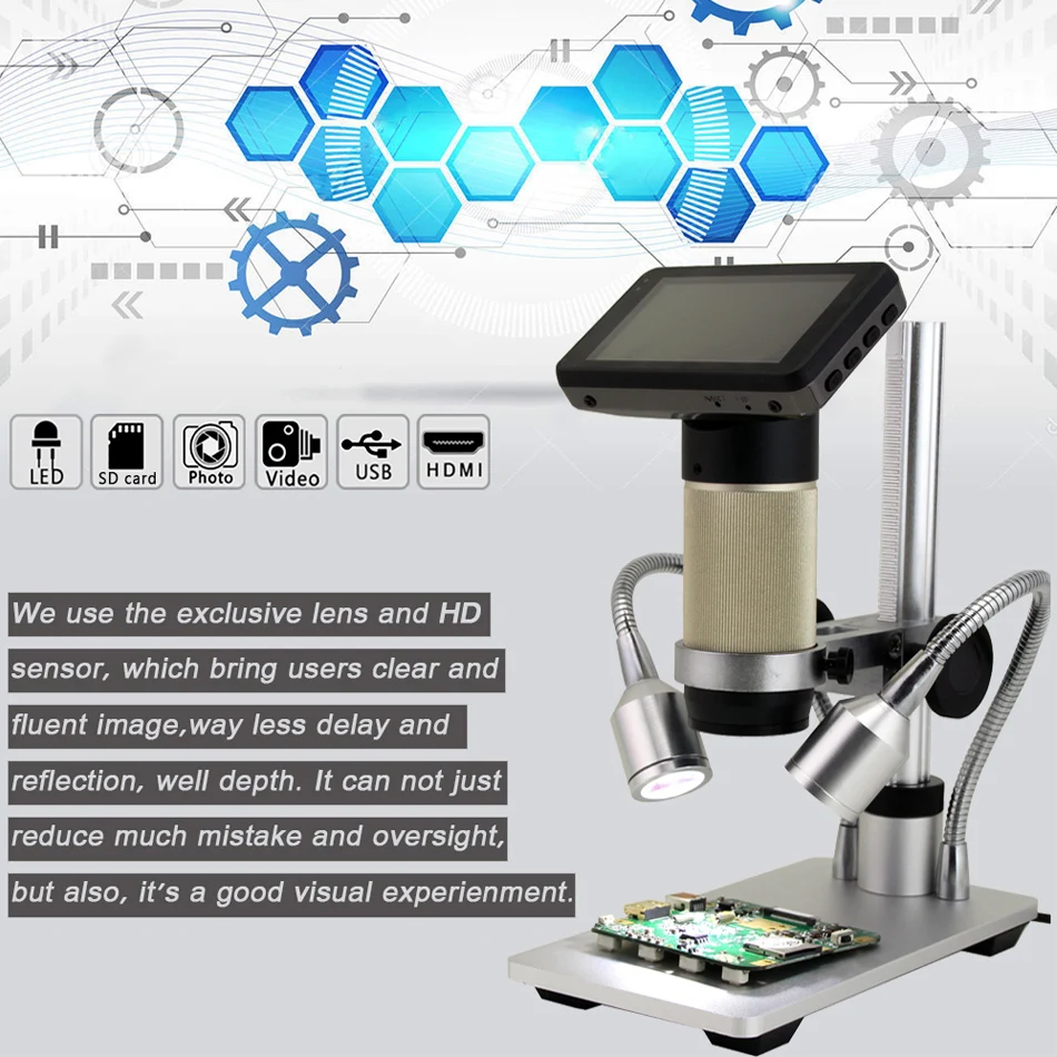 1080P HDMI HD Electronic Microscope Camera Digital Magnifier Circuit Board Mobile Phone Repair Tool USB
1080P HDMI HD Electronic Microscope Camera Digital Magnifier Circuit Board Mobile Phone Repair Tool USB