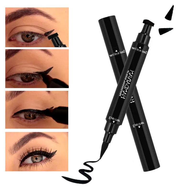 

HANDAIYAN Brand Black Double-headed Eyeliner Pencil With Miss Stamp Seal Maquiagem Waterproof Liquid wing Eye Liner Cosmetics