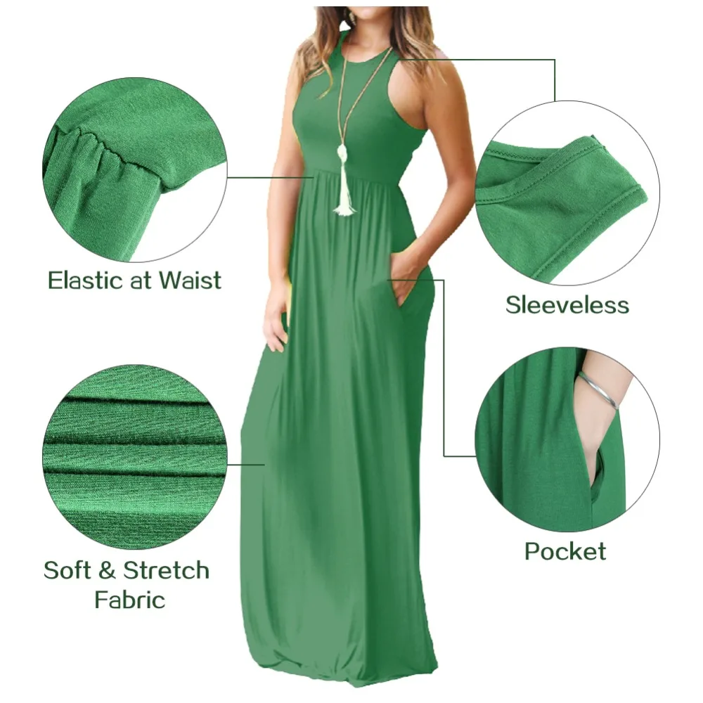 Sleeveless Women Maxi Dress 2018 Summer Casual Pocket Long Dresses Beach Boho Sexy Tank Femme Sundress GV596
Sleeveless Women Maxi Dress 2018 Summer Casual Pocket Long Dresses Beach Boho Sexy Tank Femme Sundress GV596