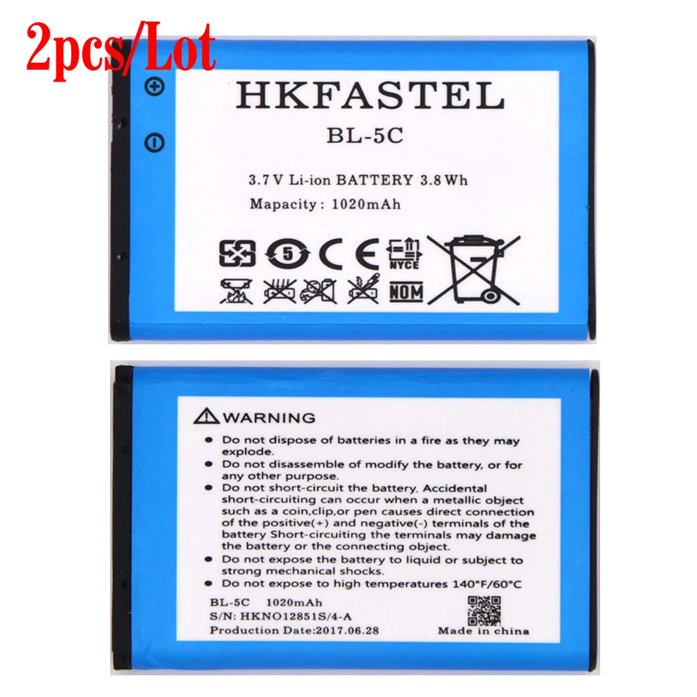 2pcs/lot BL-5C BL 5C Mobile Phone Battery For Nokia 2700c 2700 2730c 2730 3100 3109c 3109 3110c 3110 Classic 3110e 3110 Evolve
2pcs/lot BL-5C BL 5C Mobile Phone Battery For Nokia 2700c 2700 2730c 2730 3100 3109c 3109 3110c 3110 Classic 3110e 3110 Evolve