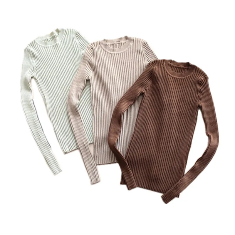 Image Women Basic Tops Long Sleeve Knitwear Rib Pullovers XR C1812