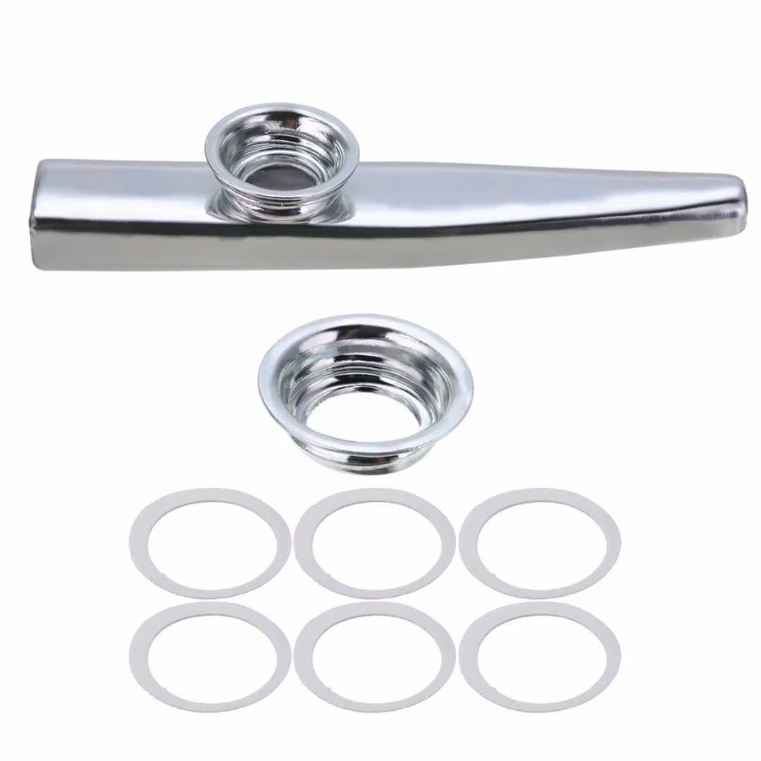 1pc Metal Kazoo With 6 Kazoo Flute Diaphragm Mouth Flute Harmonica For Beginners Kids Adult Party Gifts Musical Instrument