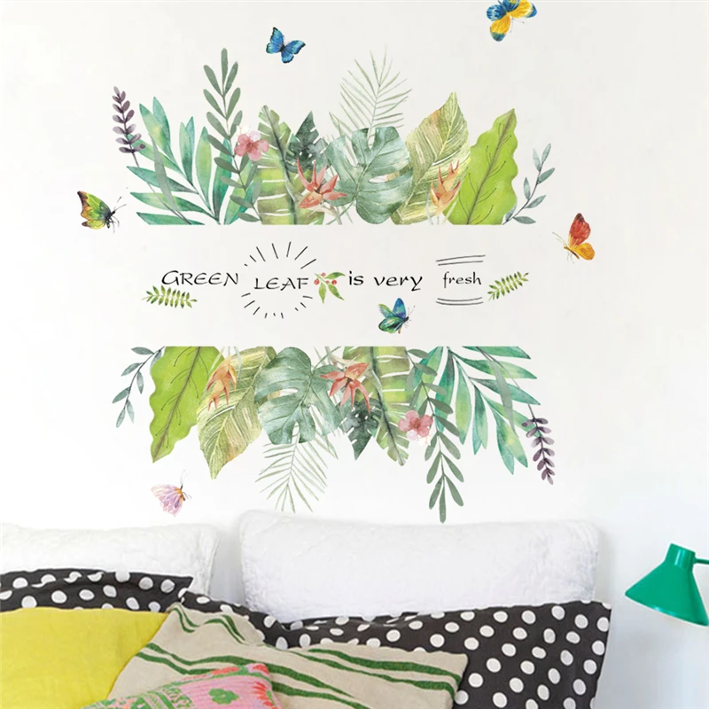 green leaf plant butterfly wall stickers home decor living room pvc wall decals diy mural art decorative posters
green leaf plant butterfly wall stickers home decor living room pvc wall decals diy mural art decorative posters