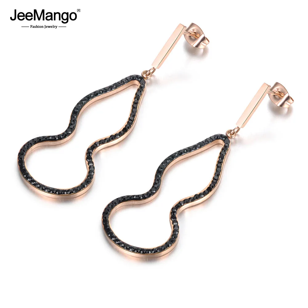 JeeMango Bohemian OL Style Gourd Shape Black/White Crystals Inlayed Earrings Stainless Steel Jewelry Gift For Women Girl JE18084
JeeMango Bohemian OL Style Gourd Shape Black/White Crystals Inlayed Earrings Stainless Steel Jewelry Gift For Women Girl JE18084