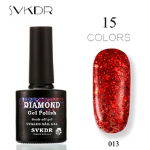 SVKDR ダイヤモンドグリッタージェルポリッシュキット 10 ミリリットルソークオフ Uv ネイルジェルのブリンブリン持続ジェルネイルポリッシュ 15 色きらめき用爪(China)