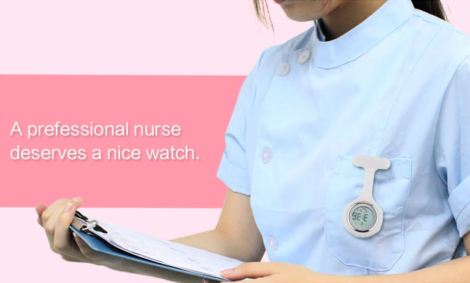 2019 ALK Digital Silicone nurse watch fob pocket watch doctor nurse timepiece brooch lapel Medical Nurse Watch Quartz with Clip 24