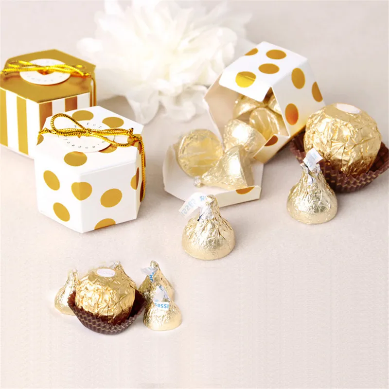 10pcs Mini Stripe/Dots Golden Bronzing Color Hexagon Chocolate Box Dragee Candy Box Baking Package Wedding Party Decorations
10pcs Mini Stripe/Dots Golden Bronzing Color Hexagon Chocolate Box Dragee Candy Box Baking Package Wedding Party Decorations