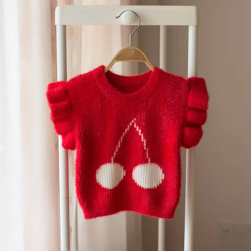 Korean Style 2019 Autumn and Winter Kids Sweaters Cute Cherry Baby Girls Ruffles Sleeve Vests Soft Tops Children Waistcoats
Korean Style 2019 Autumn and Winter Kids Sweaters Cute Cherry Baby Girls Ruffles Sleeve Vests Soft Tops Children Waistcoats
