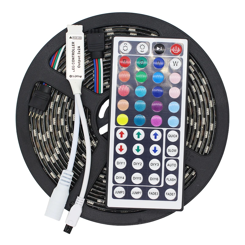 LED Strip 5050 Black PCB DC12V Flexible LED Light 60 LED/m 5m/lot RGB 5050 LED Strip 5m/lot +Mini 44 Key remote Controller
LED Strip 5050 Black PCB DC12V Flexible LED Light 60 LED/m 5m/lot RGB 5050 LED Strip 5m/lot +Mini 44 Key remote Controller