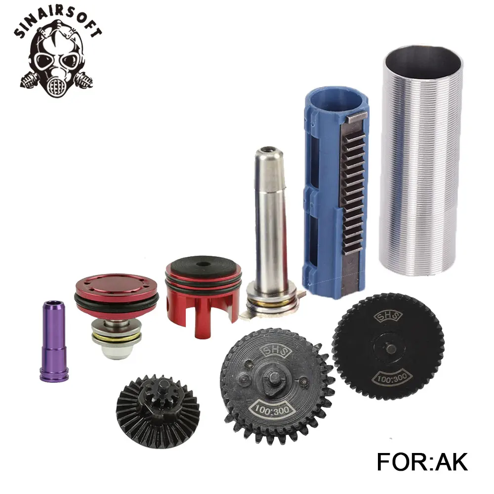 SHS-100-300-Gear-Nozzle-Cylinder-Spring-Guide-14-Teeth-Piston-Kit-Fit-Airsoft-M4-MP5 (3)